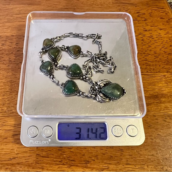 Kingman Turquoise Heart Station Necklace | 925 Sterling Silver - Picture 9 of 15